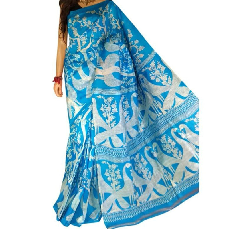 Murshidabad Silk Saree With Forest Scenery