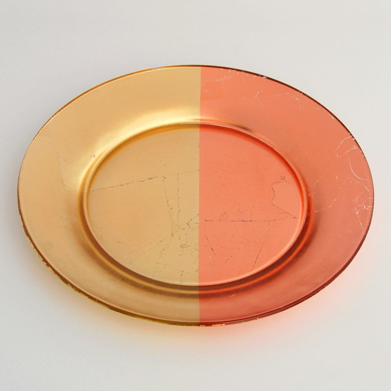 GILT MEZZO Set/4 Gold/Rose Dinner Plates