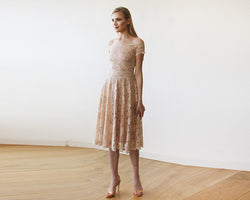 Blush Pink Off-The-Shoulder  Midi Dress #1158