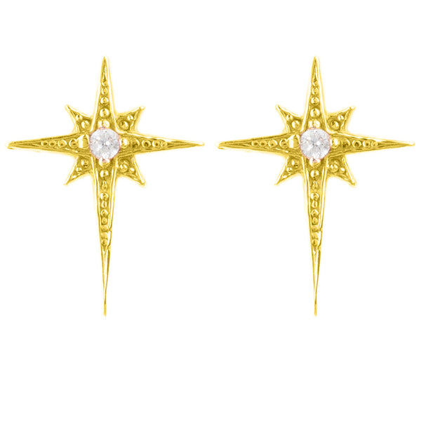 Mini Star Burst Small Stud Earrings Gold