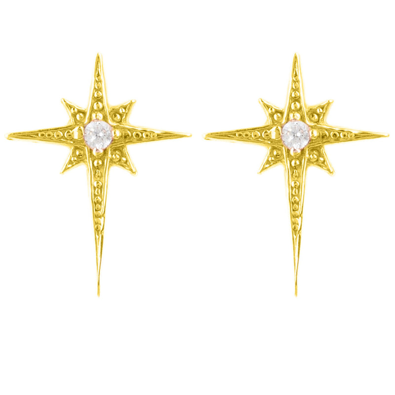 Mini Star Burst Small Stud Earrings Gold