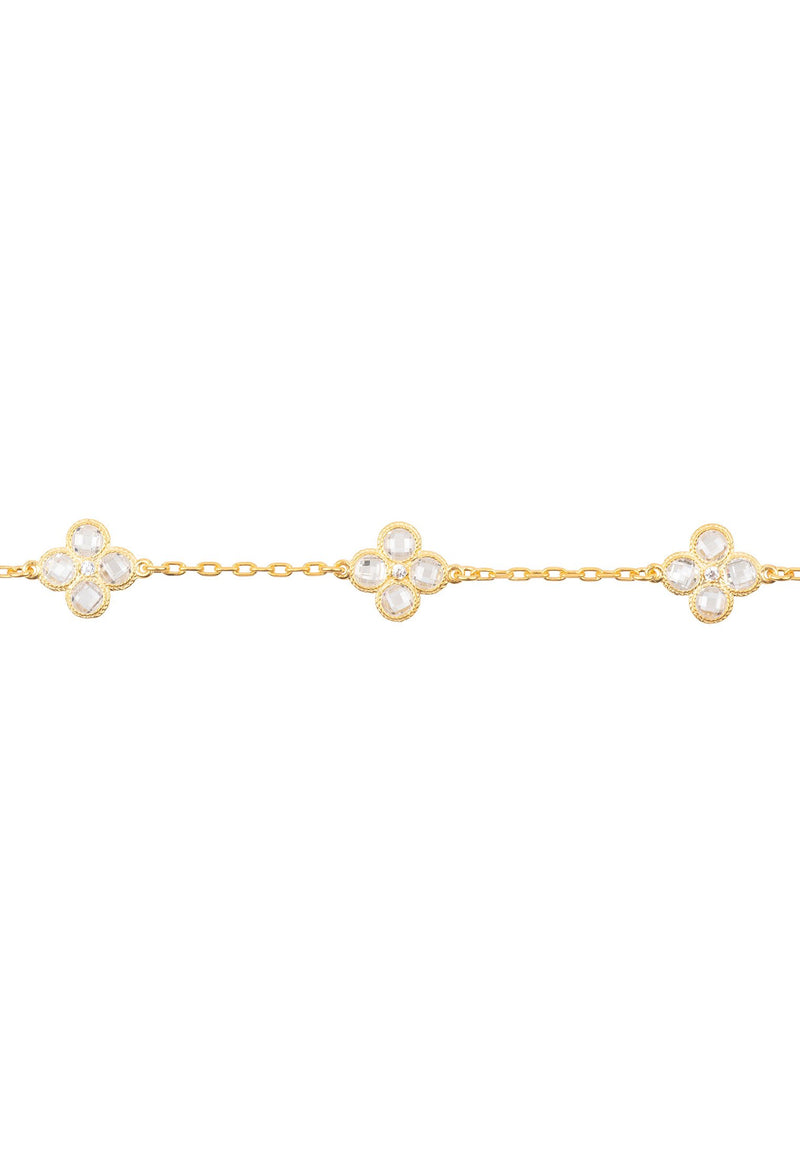 Flower Clover Triple Bracelet Gold