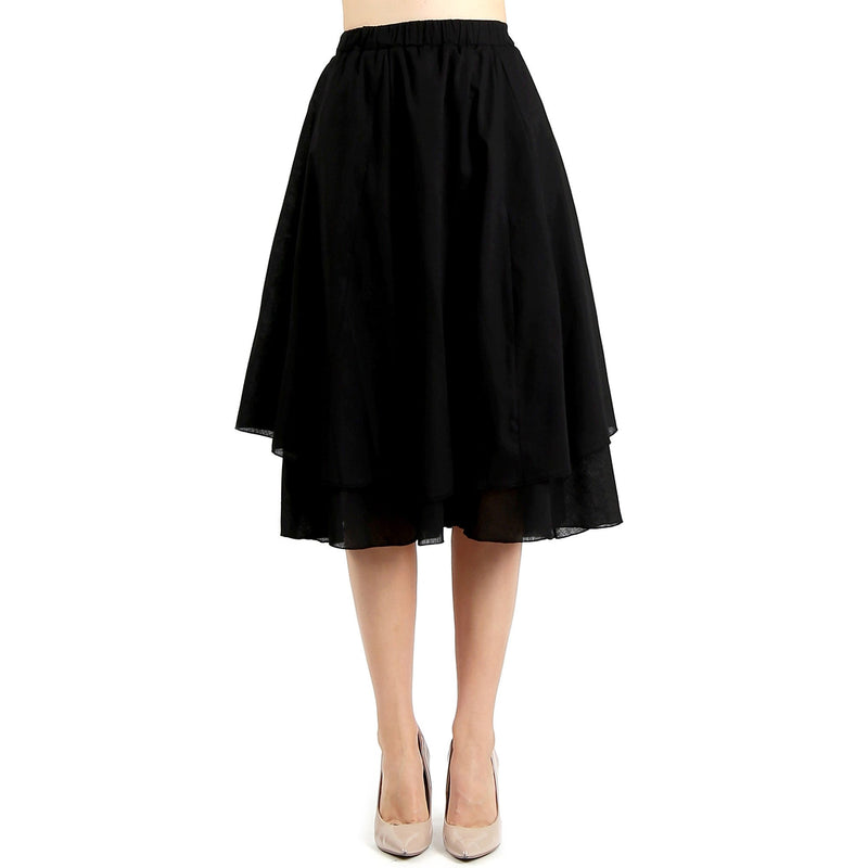 Evanese Women's Cotton Layered Scoop Top Layer Godet Contemporary a Line Skirt