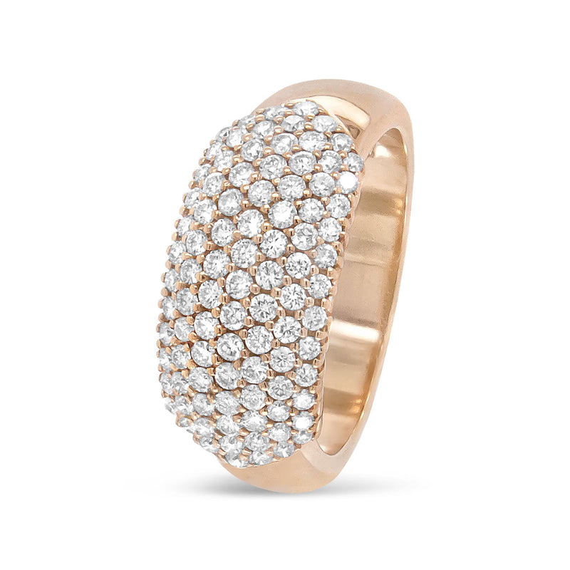 18K Rose Gold 1.00 Cttw Diamond Multi Row Dome Band Ring (F-G Color, VS1-VS2 Clarity) - Ring Size 7