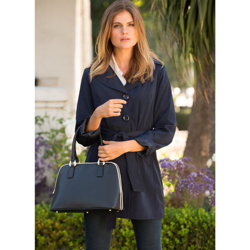 Melissa Saffiano Leather Satchel Bag Black