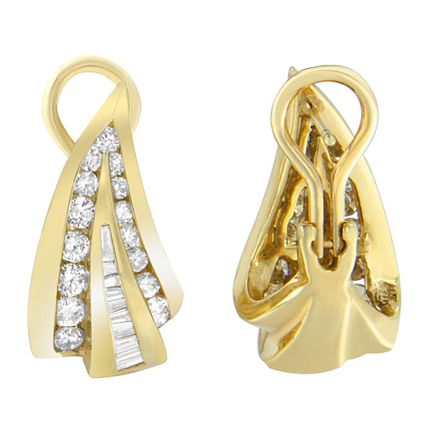 14K Yellow Gold 2 1/4 Cttw Diamond Huggy Earrings (I-J, SI1-I2)