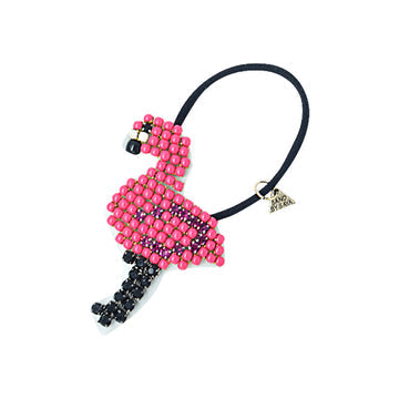 Flamingo- Hair Tie -Pink Rhine Stone Embellished Womens Accessories