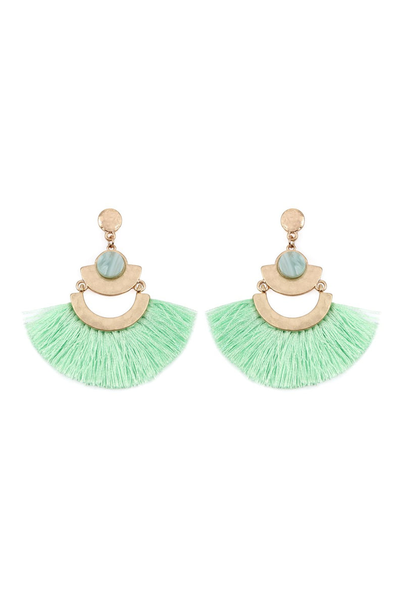 A8e2244 - Dangling Tassel Fan Drop Earrings