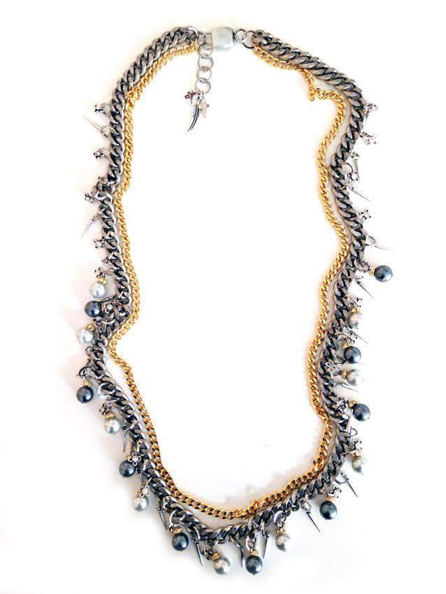 Beaded and Chain Necklace With Pearls, Swarovski Crystals and Charms. Trendy Necklace, Trendy Jewelry. 2 Colors.