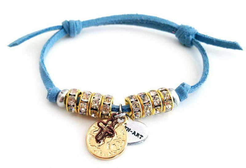Deerskin Leather Wrap Bracelet With Swarovski Crystals and Burnished Gold Coins Charms. Boho Jewelry, Boho Bracelet.