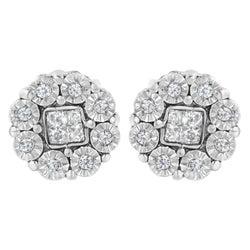 10KT White Gold 1/4ct Diamond Floral Cluster Stud Earring (I-J, I1-I2)