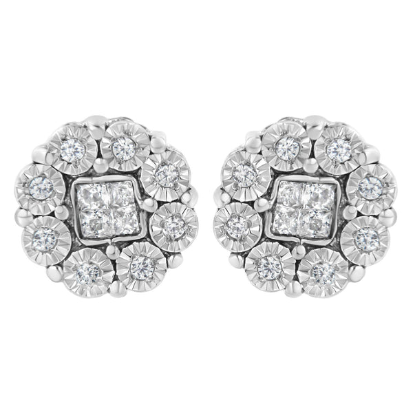 10KT White Gold 1/4ct Diamond Floral Cluster Stud Earring (I-J, I1-I2)