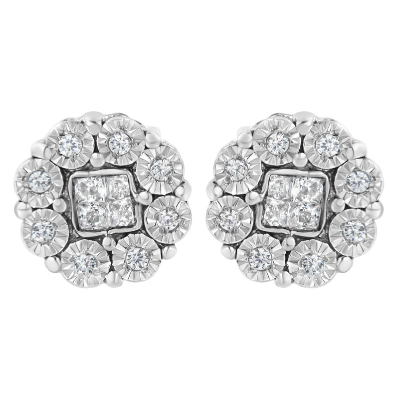 10KT White Gold 1/4ct Diamond Floral Cluster Stud Earring (I-J, I1-I2)