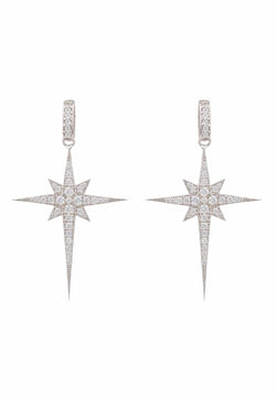 North Star Burst Large Drop Earring Silver
