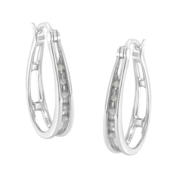 .925 Sterling Silver 1/10 Cttw Diamond Hoop Earrings (I-J Color, I3 Clarity)