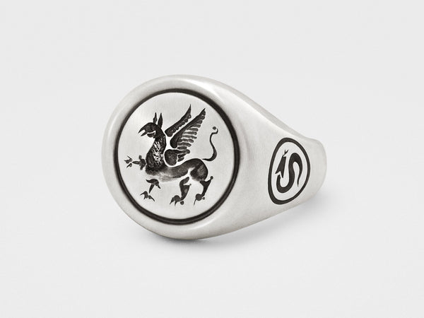 Griffin Signet Ring in Sterling Silver
