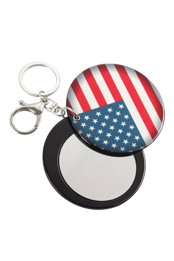 Kc417x028 - American Flag With Mirror Keychain