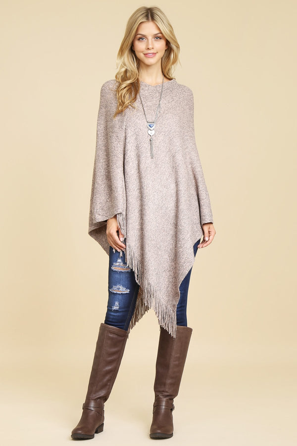 Hdf2101pl - Plum Tasseled Poncho