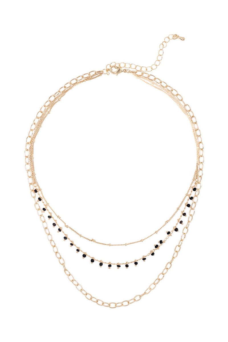 Ena008 - Three Layered Chain Dainty Beads Necklace