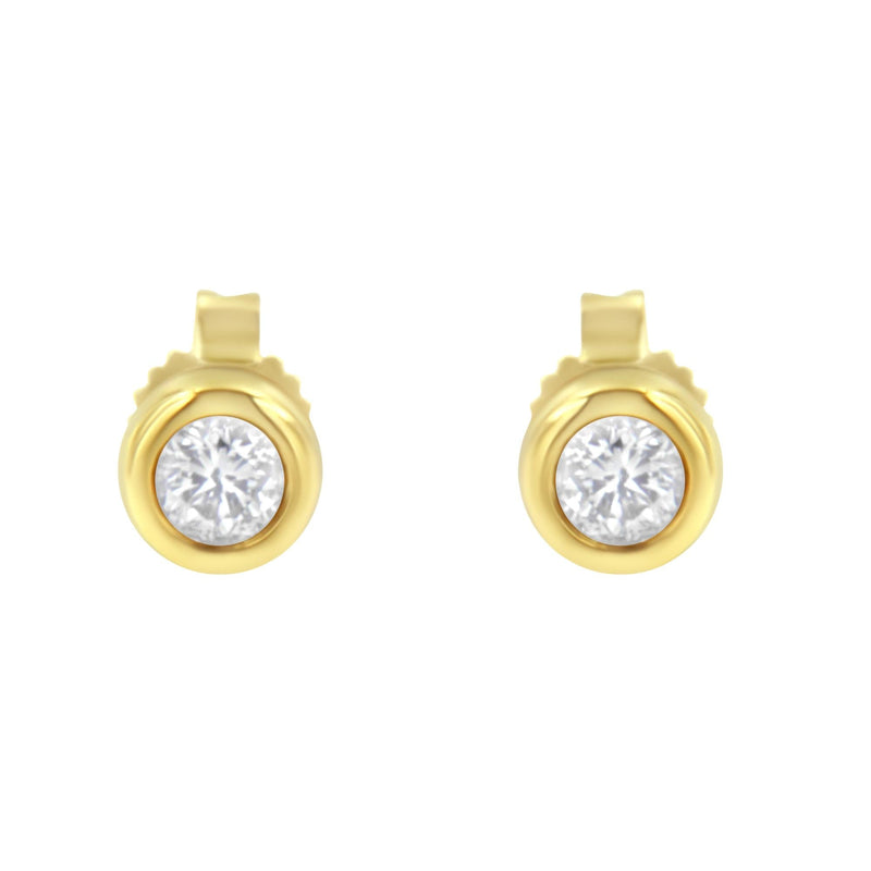 10K White Gold 1/4 Cttw Round Brilliant-Cut Near Colorless Diamond Bezel-Set Stud Earrings (H-I Color, I1-I2 Clarity)