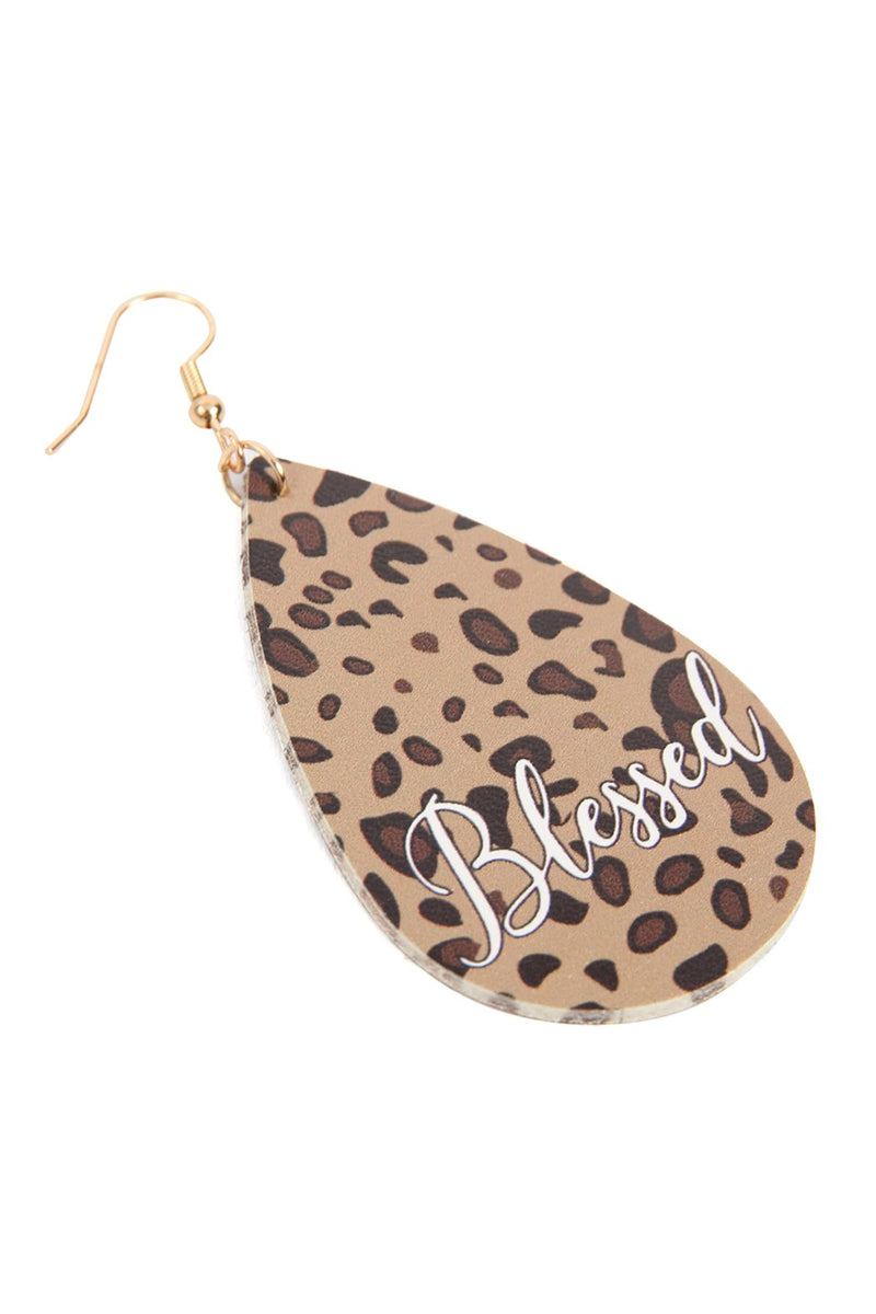 "Blessed" Animal Print Leather Fish Hook Earrings