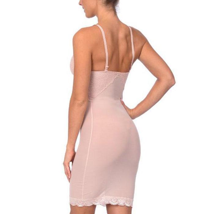 Hi Power Mesh Full Body Slip Shaper With Lace Detail at Bust Nude
