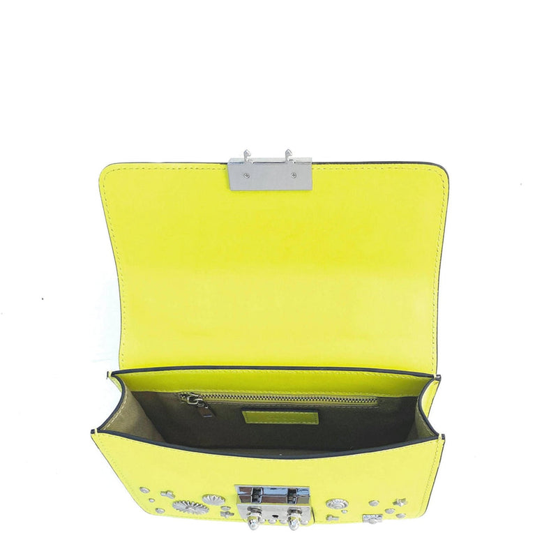 The Hollywood Bright Yellow Studded Leather Crossbody Bag