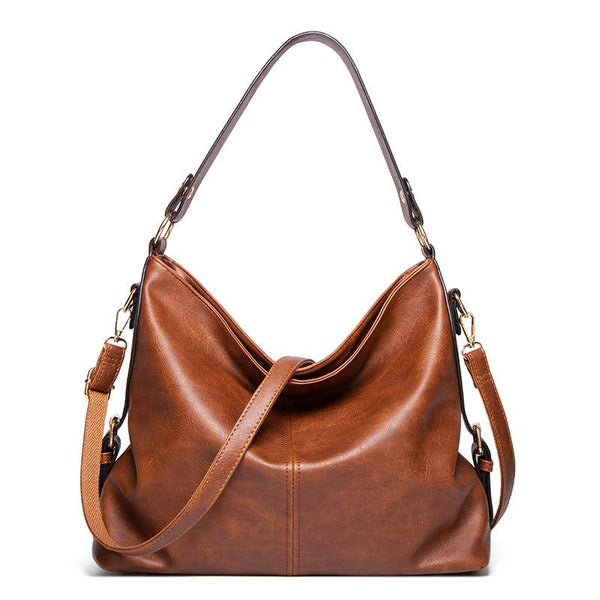 Causal Hobo Bag for Women Vegan Leather With Crossbody Long Strap in Tan, Blue, Grey, Black