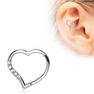Annealed 316L Stainless Steel Jeweled Heart Cartilage Earring