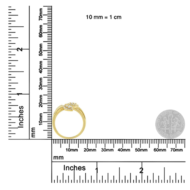 10K Yellow Gold 1/2 Cttw Round-Cut Diamond Layered Crossover Triple Leaf Bypass Ring (I-J Color, I1-I2 Clarity) - Size 9