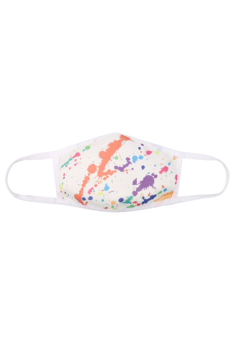 Km-025 - Colored Ink Splat Print Antimicrobial Face Mask for Kids