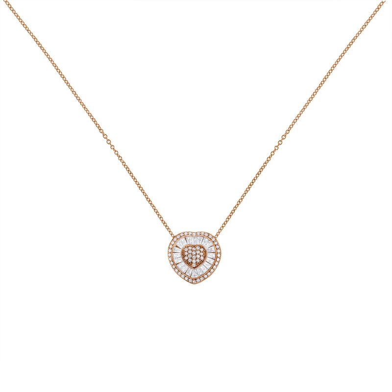 10K Rose Gold 1/2 Cttw, Diamond Heart Pendant Necklace (H-I Color, I1-I2 Clarity)