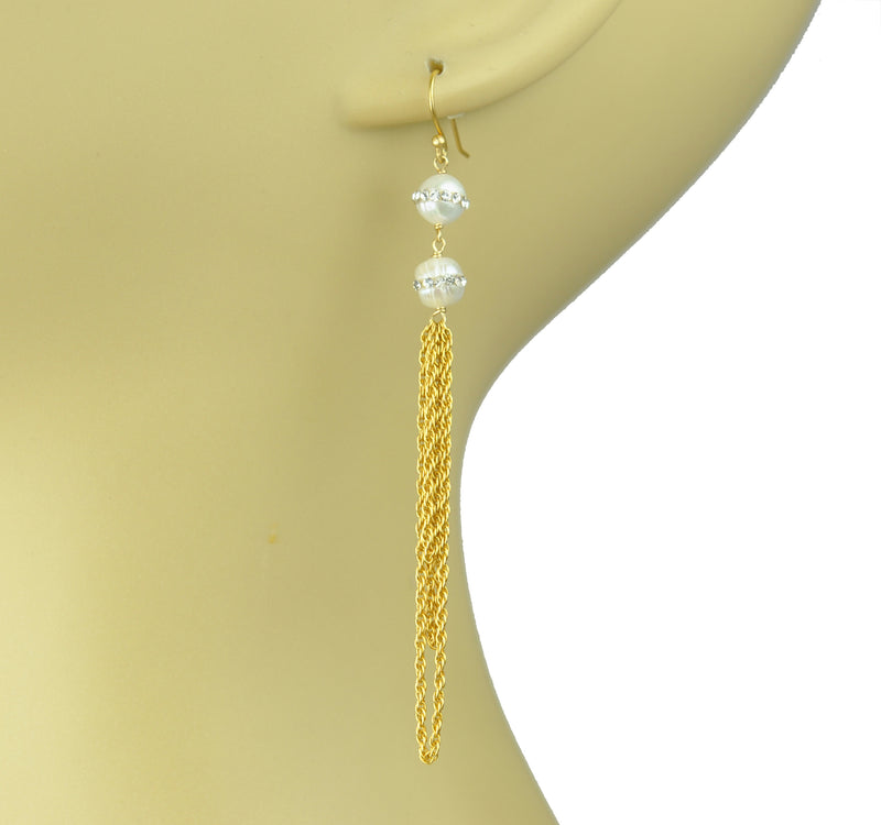Double White Pearl Statement Earrings