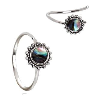 316L Stainless Steel Abalone Shell Charm Nose Hoop / Cartilage Earring