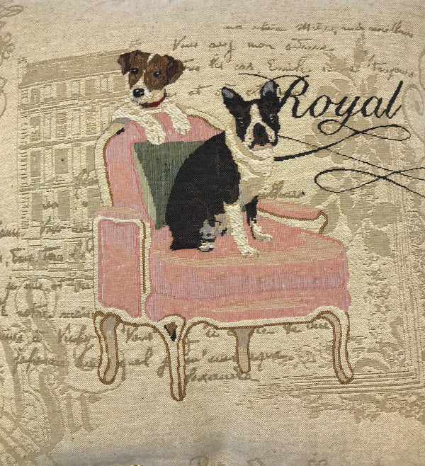 DaDa Bedding Royal Dogs French Bulldog Beagle Throw Pillow Cushion Cover, 1-Piece 18"