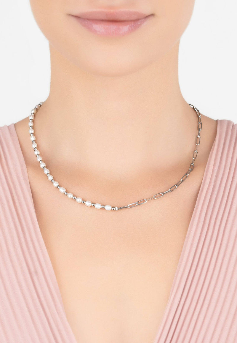 Petite Pearl Strand Necklace Silver