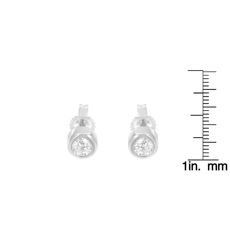 10K White Gold 0.30 Cttw Round Brilliant-Cut Near Colorless Diamond Bezel-Set Stud Earrings (H-I Color, I1-I2 Clarity)