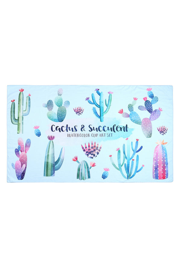 Hdf3211 - Cactus and Succulent Pattern Towel