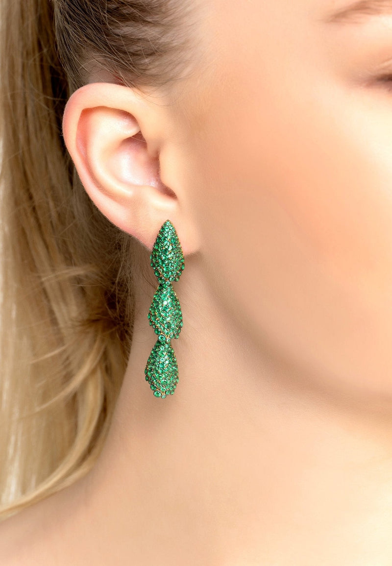 Arabelle Emerald Green Earrings Gold