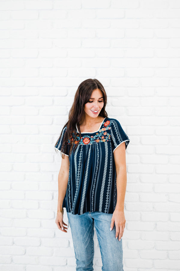 Feeling Carefree Embroidered Top