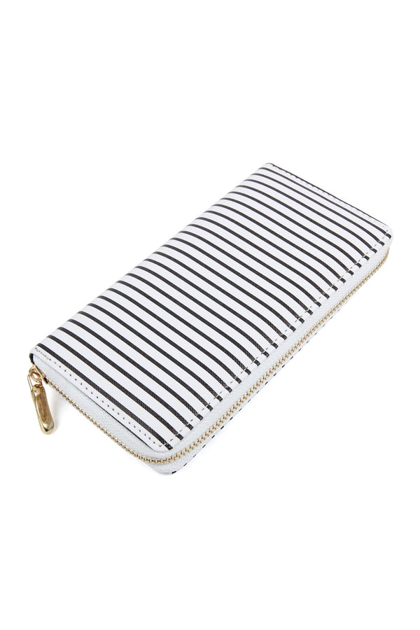 Hdg2134 - Simple Striped Zipper Wallet