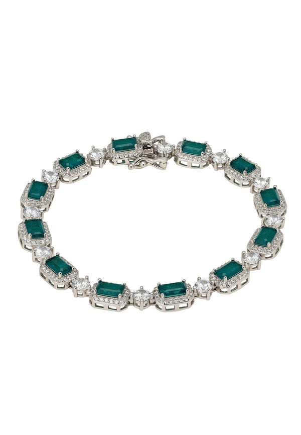 Elena Gemstone Bracelet Emerald Silver