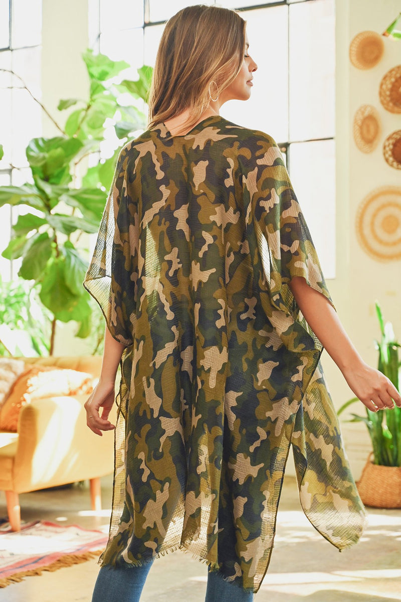 Hdf3082 - Camouflage Kimono