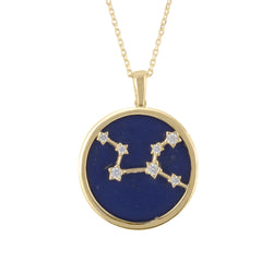 Zodiac Lapis Lazuli Gemstone Star Constellation Pendant Necklace Gold Virgo