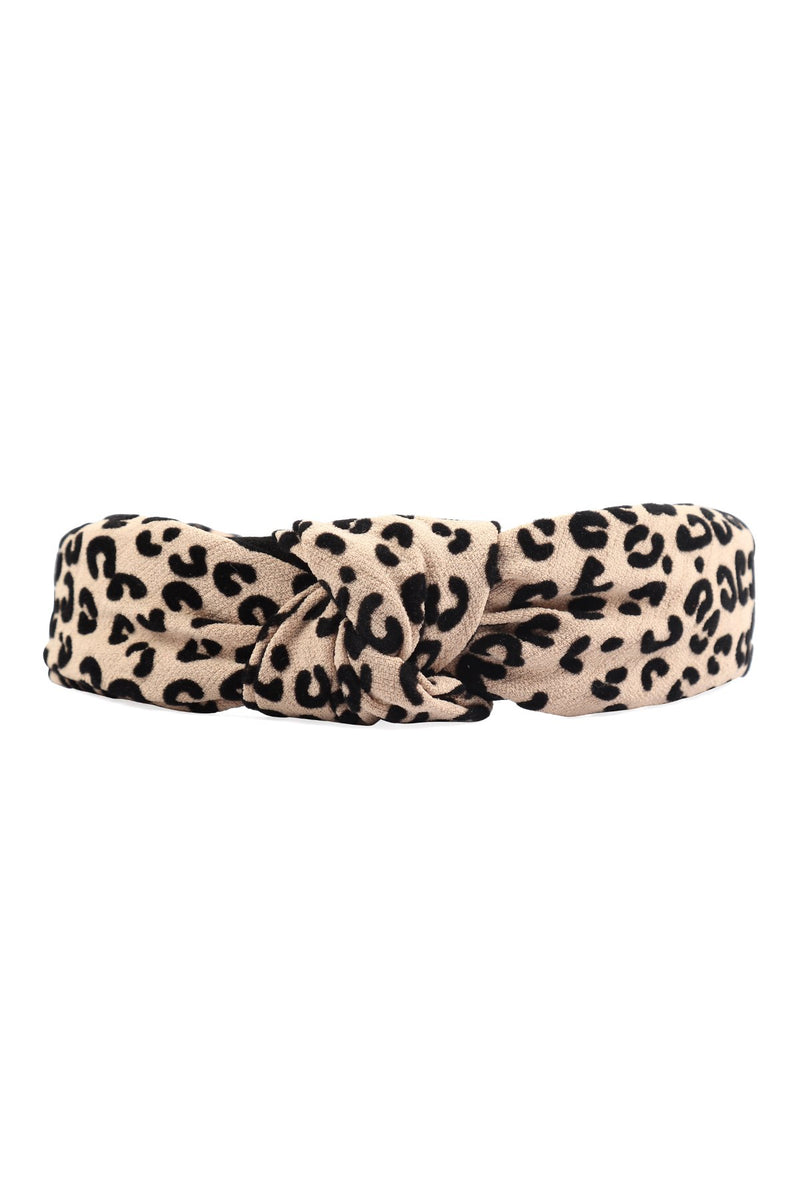 Hdh3135br - Brown Animal Print Fabric Fashion Headband
