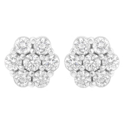 14KT White Gold 1 Cttw Diamond Composite Stud Earrings (I-J, SI2-I1)