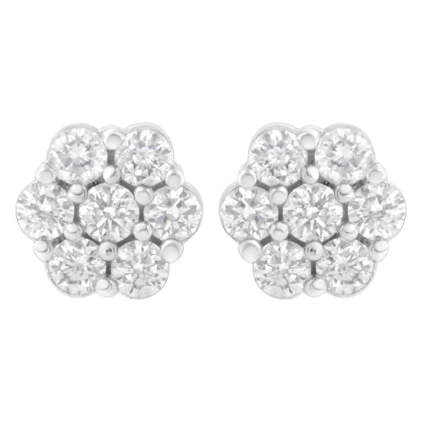 14KT White Gold 1 Cttw Diamond Composite Stud Earrings (I-J, SI2-I1)