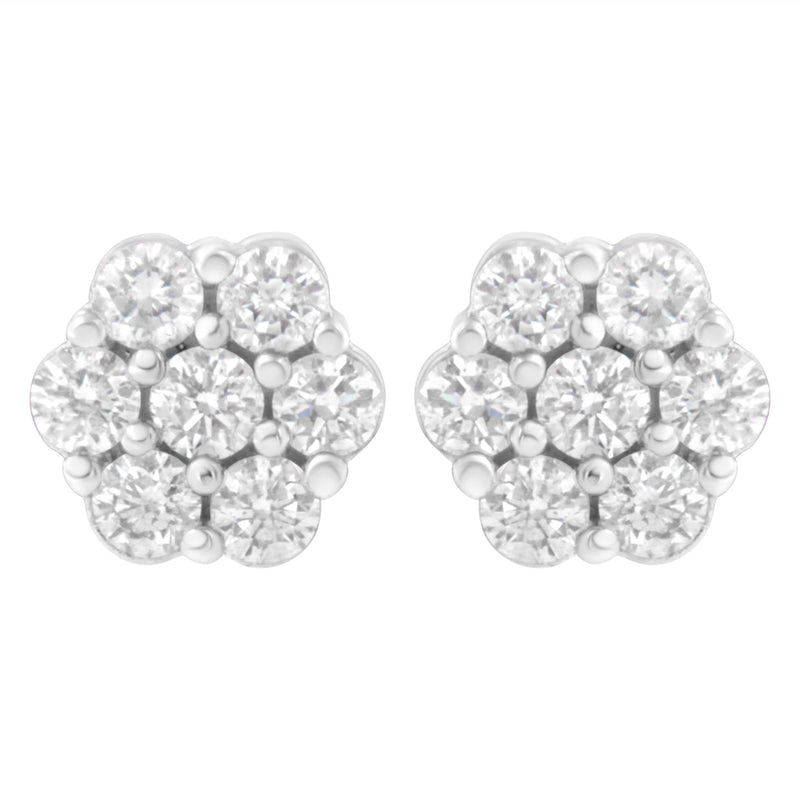 14KT White Gold 1 Cttw Diamond Composite Stud Earrings (I-J, SI2-I1)