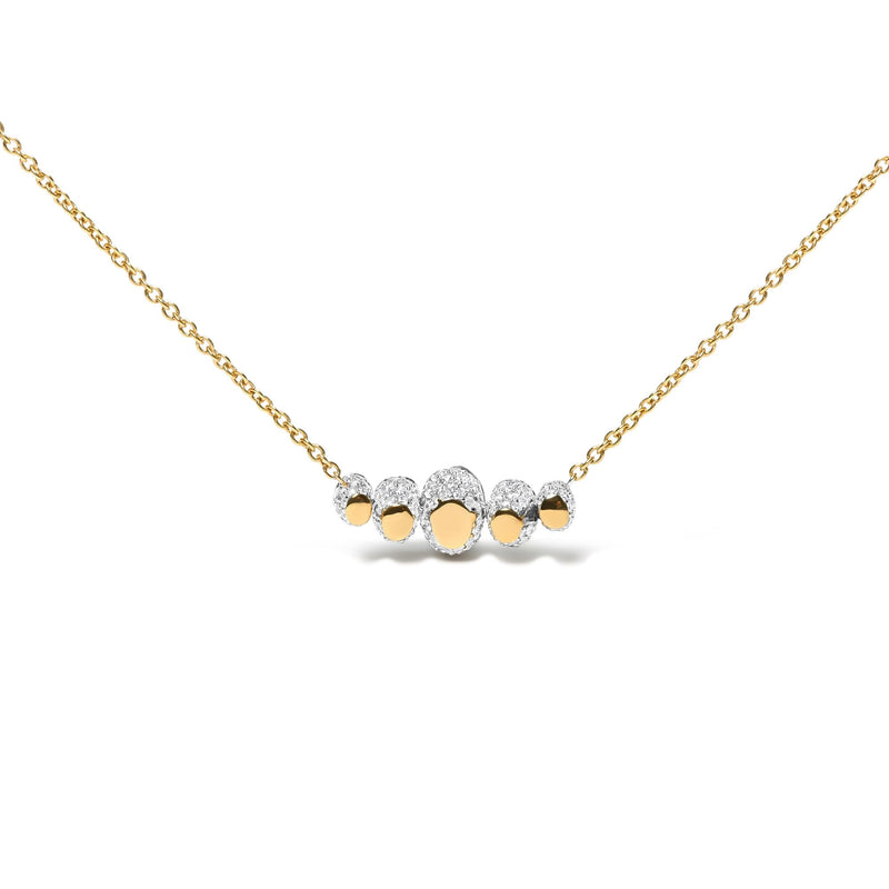 18K Rose Gold 3/4 Cttw Pave Diamonds and Graduated Green Tsavorite Gemstone Curved Bar Choker Necklace (G-H Color, SI1-S