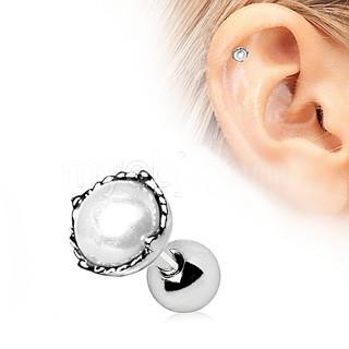 316L Stainless Steel Crown Pearl Cartilage Earring